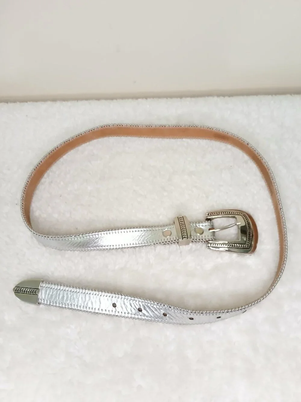Streets Ahead Western Metallic Silver Tone Belt Size Large - Picture 2 of 8
